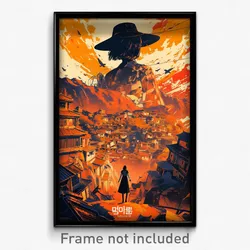 Korean Movie Poster - Peaceful Town (Korea Psychedelic Art Retro Film Print)