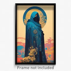 Movie Art Poster - Woman Feeling Delighted, Crazy Blue Cloak (Retro Film Print)