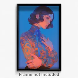 Art Poster - Woman Feeling Kind Wearing Stupendous Blue Ribbon (Art Print)