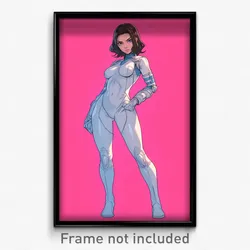 Anime Art Poster - Woman Feeling Contempt, Cluttered White Bodysuit (Print)