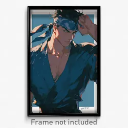 Anime Art Poster - Man Feeling Strong Wearing Outgoing Bandana (Print)