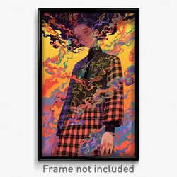 Art Poster - Boy Feeling Baffled Wearing Modest Checkered Dress (Art Print)