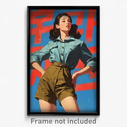 Korean Movie Poster - Woman Feeling Pride, Blue Brown Shorts (Korea Art Print)