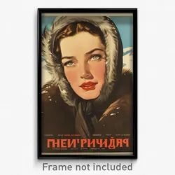 Russian Movie Poster - Girl Feeling Unnerved, Outstanding Fur Scarf (Art Print)