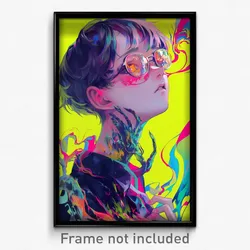 Anime Art Poster - Boy Feeling Self Confident Wearing Silver Glasses (Print)