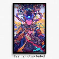 Art Poster - Boy Feeling Alarmed Wearing Outlandish Plate Armor (Art Print)