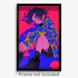 Anime Art Poster - Boy Feeling Bitter Wearing Fluffy Black (Print)