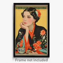 Russian Movie Poster - Woman Feeling Satisfaction, Elaborate Short Kimono
