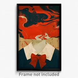 Anime Art Poster - Woman Feeling Dazed Wearing Unkempt Red Bow (Print)