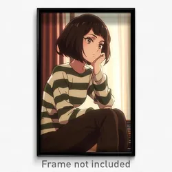 Anime Art Poster - Girl Feeling Trust, Acrobatic Vertical Striped Shirt (Print)