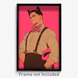 Anime Art Poster - Boy Feeling Hatred Wearing Rosy Neck Ribbon (Print)