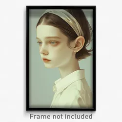 Art Poster - Girl Feeling Fondness Wearing Bumpy Hairband (Art Print)