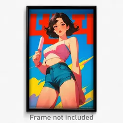 Korean Movie Poster - Girl Feeling Puzzled, Agile High Waist Shorts (Art Print)