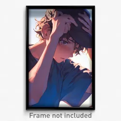 Anime Art Poster - Boy Feeling Dispirited Wearing Amazing Baseball Cap (Print)