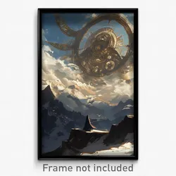 Art Poster - A Giant Mechanical Spider Weaving Its Web