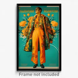 Russian Movie Poster - Man Feeling Anticipation, Flowery Fur Trimmed Jacket