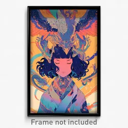 Movie Art Poster - Girl Feeling Calm, Warm Dragon Wings (Retro Film Print)