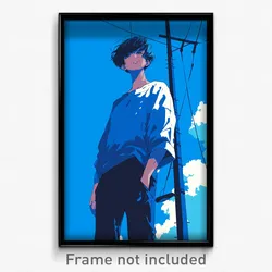 Art Poster - Boy Feeling Optimistic Wearing Ambitious Blue Sleeves (Art Print)