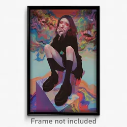 Anime Art Poster - Woman Feeling Stressed Wearing Black Toeless Footwear (Print)