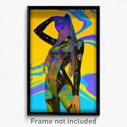 Anime Art Poster - Woman Feeling Schadenfreude Wearing Made Up Wetsuit (Print)