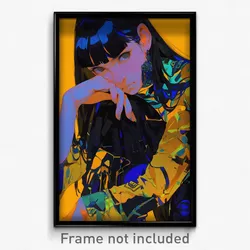 Art Poster - Girl Feeling Careless Wearing Handsome Gold (Art Print)