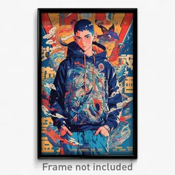 Chinese Movie Poster - Man Feeling Comfortable, Illustrious Blue Hoodie (Print)
