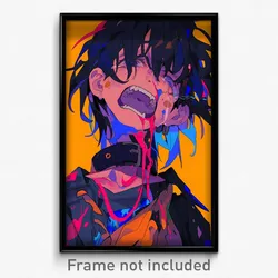Anime Art Poster - Man Feeling Hopeless Wearing Worn Orange Choker (Print)