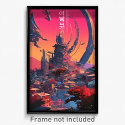 Korean Movie Poster - Circular Anime Architecture (Korea Retro Film Art Print)