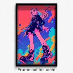 Anime Art Poster - Girl Feeling Enthusiasm Wearing Grimy Platform Boots (Print)