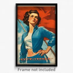 Russian Movie Poster - Woman Feeling Discomfort, Quizzical Track Uniform (Print)