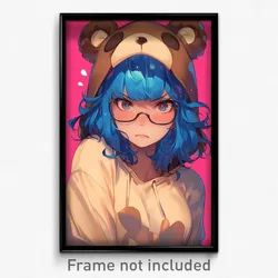 Anime Art Poster - Girl Feeling Insulted Wearing Strange Bear Costume (Print)