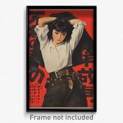 Japanese Movie Poster - Girl Feeling Smug, Simplistic Clothes Around Waist