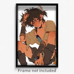 Anime Art Poster - Boy Feeling Disgruntled Wearing Tattered Half Gloves (Print)