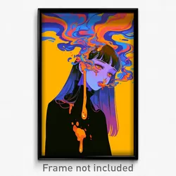 Anime Art Poster - Woman Feeling Uncertainty, Glamorous Black Neckerchief