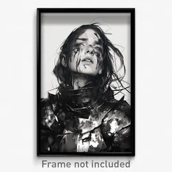 Art Poster - Girl Feeling Panicked Wearing Soft Plate Armor (Art Print)