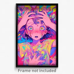 Anime Art Poster - Girl Feeling Amazement Wearing Quixotic Pink Shirt (Print)