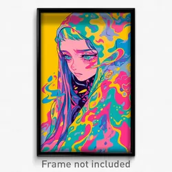 Art Poster - Girl Feeling Lonely, Old Fashioned Hair Through Headwear (Print)