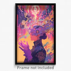 Movie Art Poster - Woman Feeling Politeness, Unique Purple Gloves (Film Print)