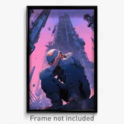 Movie Art Poster - Man Feeling Miserable, Memorable Hardhat (Retro Film Print)