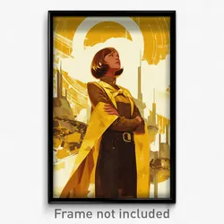 Movie Art Poster - Girl Feeling Triumphant, Whimsical Yellow Neckerchief (Print)
