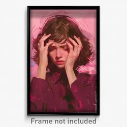 Art Poster - Woman Feeling Infuriated Wearing Majestic Pink Vest (Art Print)