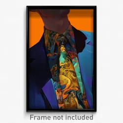 Anime Art Poster - Man Feeling Joviality Wearing Bronze Aqua Necktie (Print)