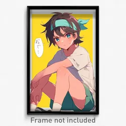 Anime Art Poster - Boy Feeling Suspicious Wearing Feminine Sweatband (Print)