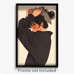 Art Poster - Woman Feeling Hate Wearing Gray Wrist Scrunchie (Print)