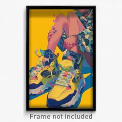 Anime Art Poster - Man Feeling Cheeky Wearing Complex Yellow Footwear (Print)
