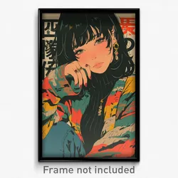 Japanese Movie Poster - Girl Feeling Numb, Multicolored Turtleneck (Art Print)