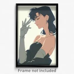 Anime Art Poster - Woman Feeling Serenity Wearing Advanced Grey Gloves (Print)