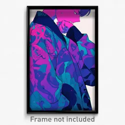 Anime Art Poster - Boy Feeling Annoyance Wearing Heartfelt Cardigan (Print)