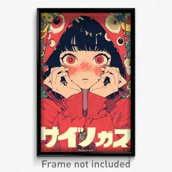Japanese Movie Poster - Girl Feeling Alarm, Thoughtful Red Hoodie (Art Print)