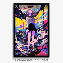 Anime Art Poster - Woman Feeling Awe, Colorless Nanamori School Uniform (Print)